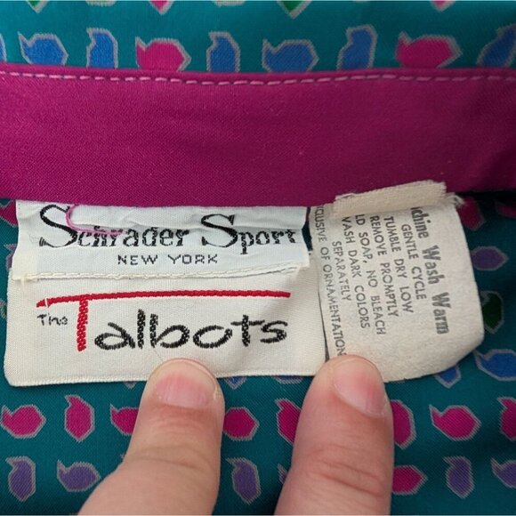 Vintage 80s Talbots Secretary Dress Womens Size 8 Blue Union Made Long Sleeve - Picture 6 of 16